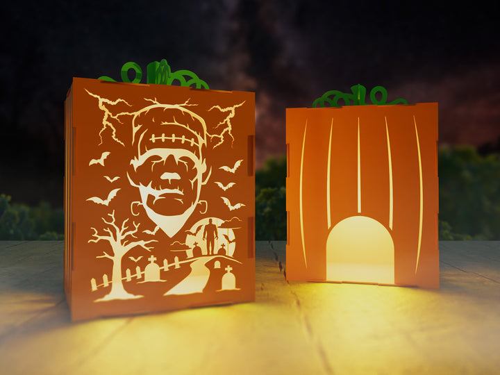 Haunt-O-Lanterns - 6 Spooky Scenes and 6 Scary Faces Included - SVG, PDF, AI File Download - Tested on Lightburn and Glowforge