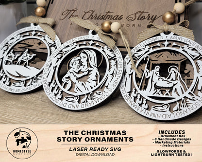 The Christmas Story Ornaments - 8 Unique Designs in 4 Styles - Tested on Glowforge & Lightburn