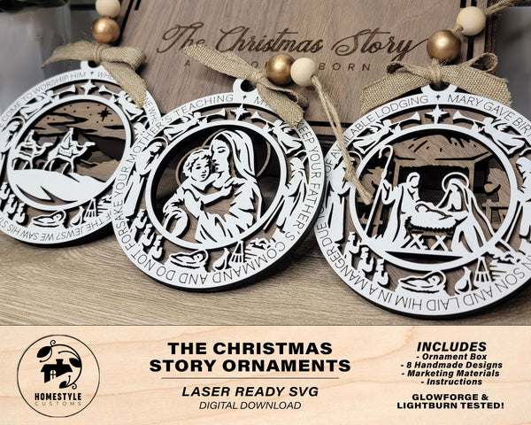 The Christmas Story Ornaments - 8 Unique Designs in 4 Styles - Tested on Glowforge & Lightburn