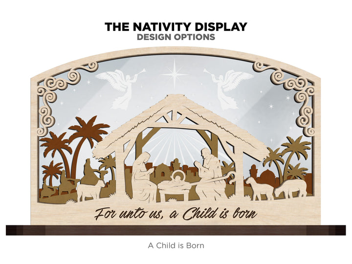 The Nativity Display - 4 layer design & 5 saying options - Laser Designs SVG, PDF, AI File Download - Tested in Glowforge and Lightburn