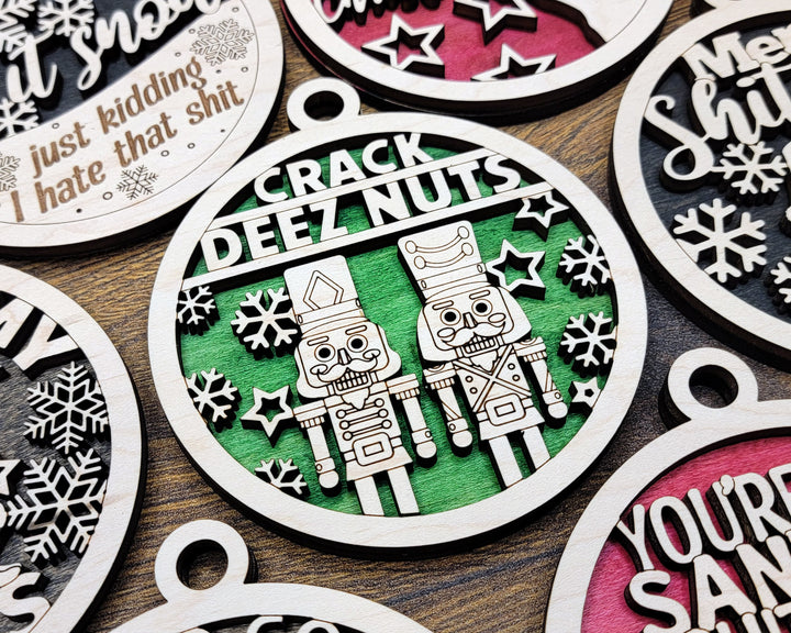 Naughty But Nice Ornaments - 12 Unique Laser Designs - SVG, PDF, AI File Download - Tested On Glowforge and LightBurn