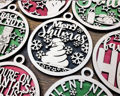 Naughty But Nice Ornaments - 12 Unique Laser Designs - SVG, PDF, AI File Download - Tested On Glowforge and LightBurn