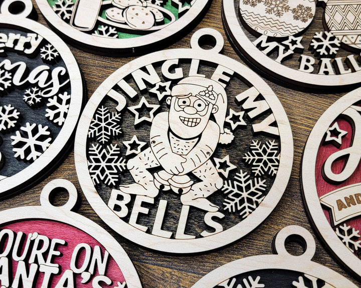 Naughty But Nice Ornaments - 12 Unique Laser Designs - SVG, PDF, AI File Download - Tested On Glowforge and LightBurn
