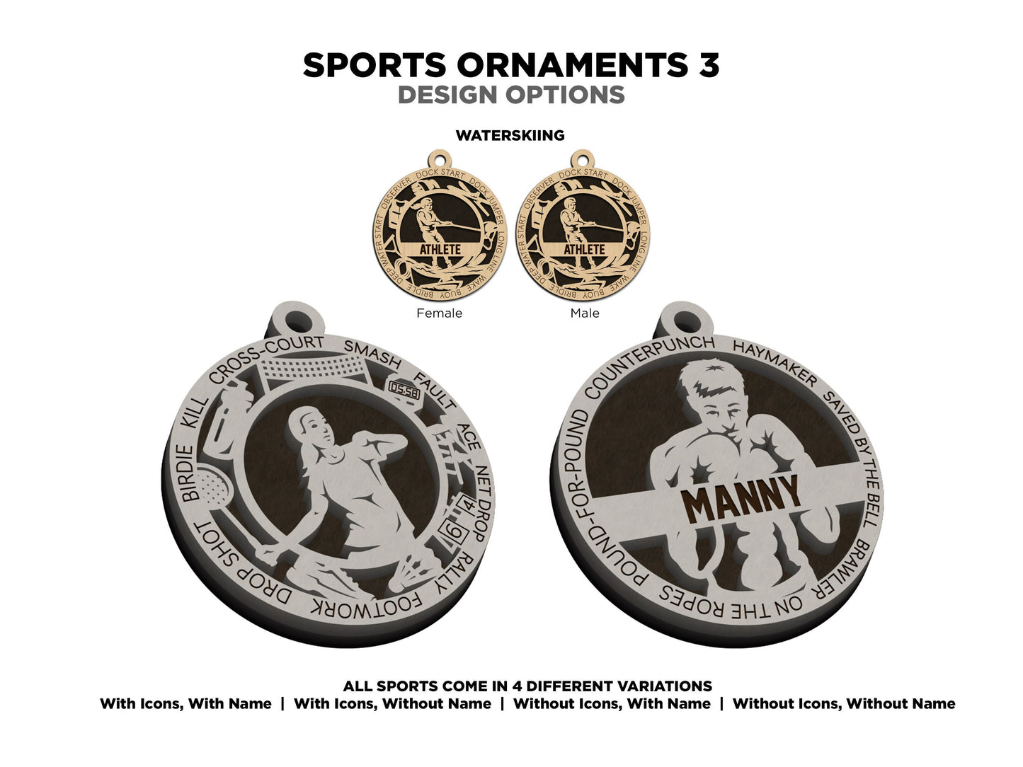 Stadium Series Ornaments Expansion 2 - 138 Unique designs 33 Sports - SVG, PDF, AI File Download - Glowforge and Lightburn Tested