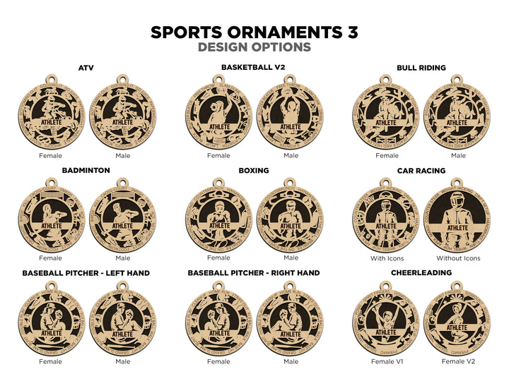 Stadium Series Ornaments Expansion 2 - 138 Unique designs 33 Sports - SVG, PDF, AI File Download - Glowforge and Lightburn Tested