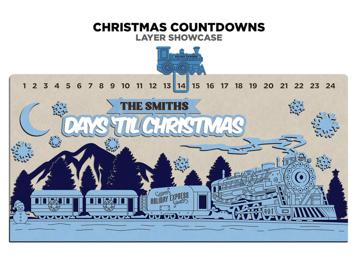 Christmas Countdowns - 4 Main Themes - 10 text options - Laser Designs - Tested on Glowforge & Lightburn