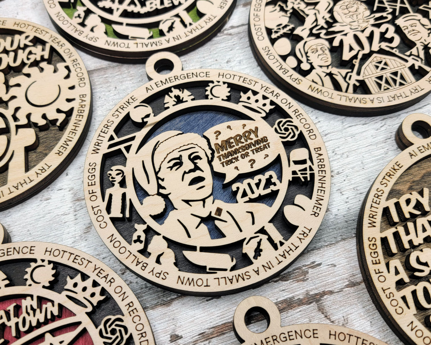 2023 Themed Ornaments - 28 Unique Laser Designs - SVG, PDF, AI File Download - Sized for Glowforge