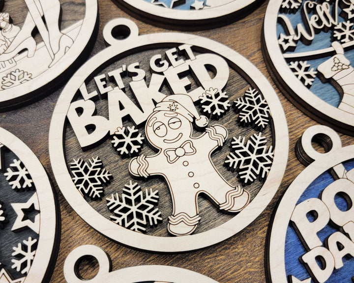 Naughty But Nice Ornaments Set 2 - 12 Unique Laser Designs - SVG, PDF, AI File Download - Tested On Glowforge and LightBurn