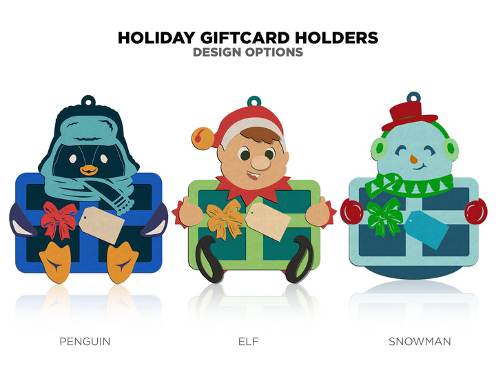Holiday Gift Card Holder - 5 Unique Character Designs - Laser Designs SVG, PDF, AI File Download - Tested in Glowforge and Lightburn