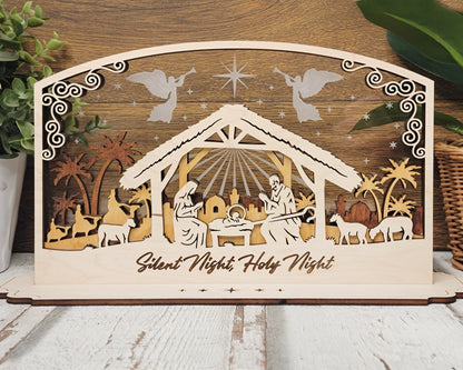 The Nativity Display - 4 layer design & 5 saying options - Laser Designs SVG, PDF, AI File Download - Tested in Glowforge and Lightburn