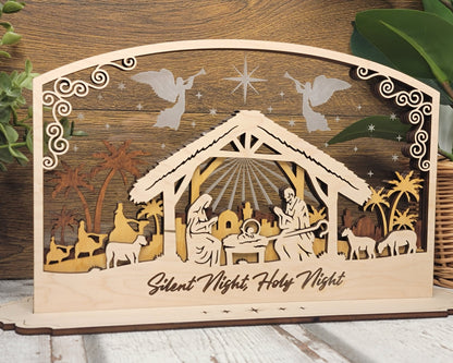 The Nativity Display - 4 layer design & 5 saying options - Laser Designs SVG, PDF, AI File Download - Tested in Glowforge and Lightburn