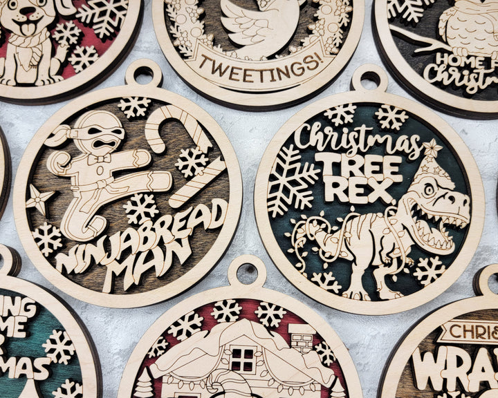 Fun Christmas Pun Ornaments - 14 Unique Laser Designs - SVG, PDF, AI File Download - Tested On Glowforge and LightBurn