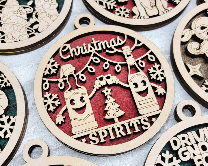 Fun Christmas Pun Ornaments - 14 Unique Laser Designs - SVG, PDF, AI File Download - Tested On Glowforge and LightBurn