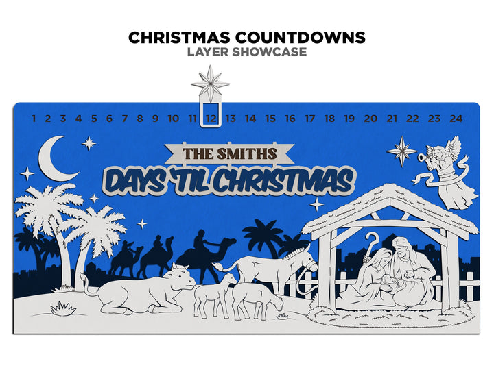 Christmas Countdowns - 4 Main Themes - 10 text options - Laser Designs - Tested on Glowforge & Lightburn