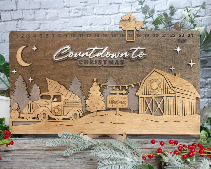 Christmas Countdowns - 4 Main Themes - 10 text options - Laser Designs - Tested on Glowforge & Lightburn