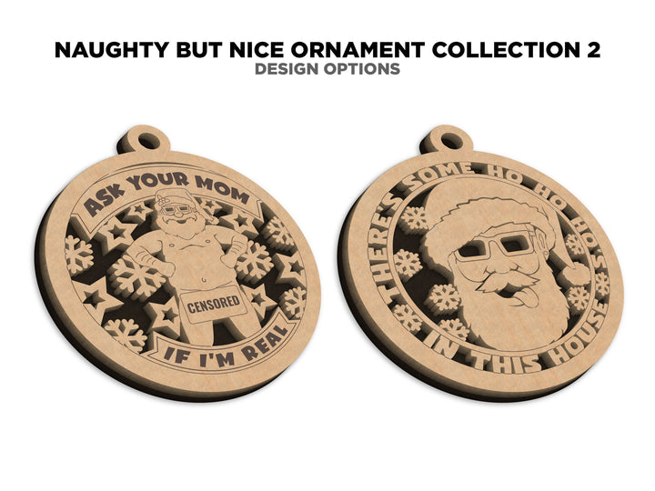 Naughty But Nice Ornaments Set 2 - 12 Unique Laser Designs - SVG, PDF, AI File Download - Tested On Glowforge and LightBurn