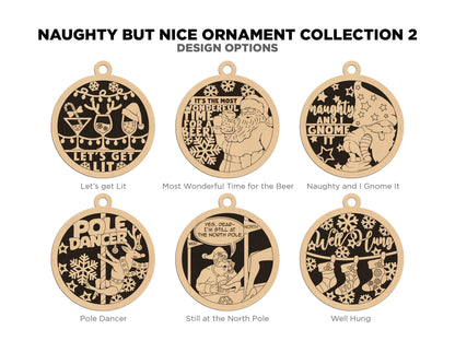 Naughty But Nice Ornaments Set 2 - 12 Unique Laser Designs - SVG, PDF, AI File Download - Tested On Glowforge and LightBurn