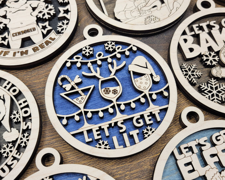 Naughty But Nice Ornaments Set 2 - 12 Unique Laser Designs - SVG, PDF, AI File Download - Tested On Glowforge and LightBurn