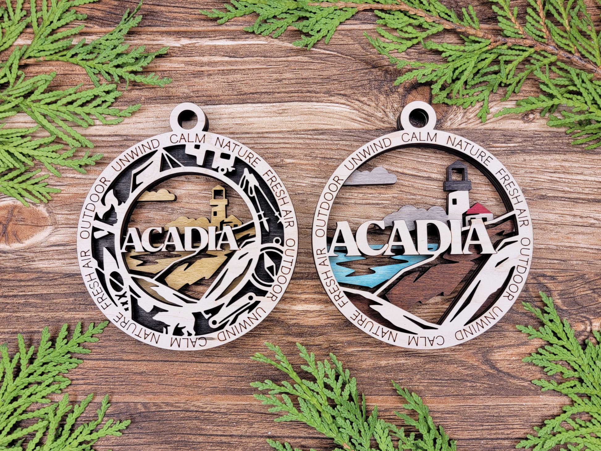 Acadia Park Ornament - Includes 2 Ornaments - Laser Design SVG, PDF, AI File Download - Tested On Glowforge and LightBurn