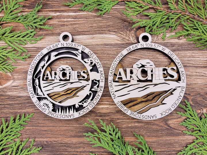 Arches Park Ornament - Includes 2 Ornaments - Laser Design SVG, PDF, AI File Download - Tested On Glowforge and LightBurn