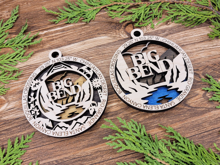 Big Bend Park Ornament - Includes 2 Ornaments - Laser Design SVG, PDF, AI File Download - Tested On Glowforge and LightBurn