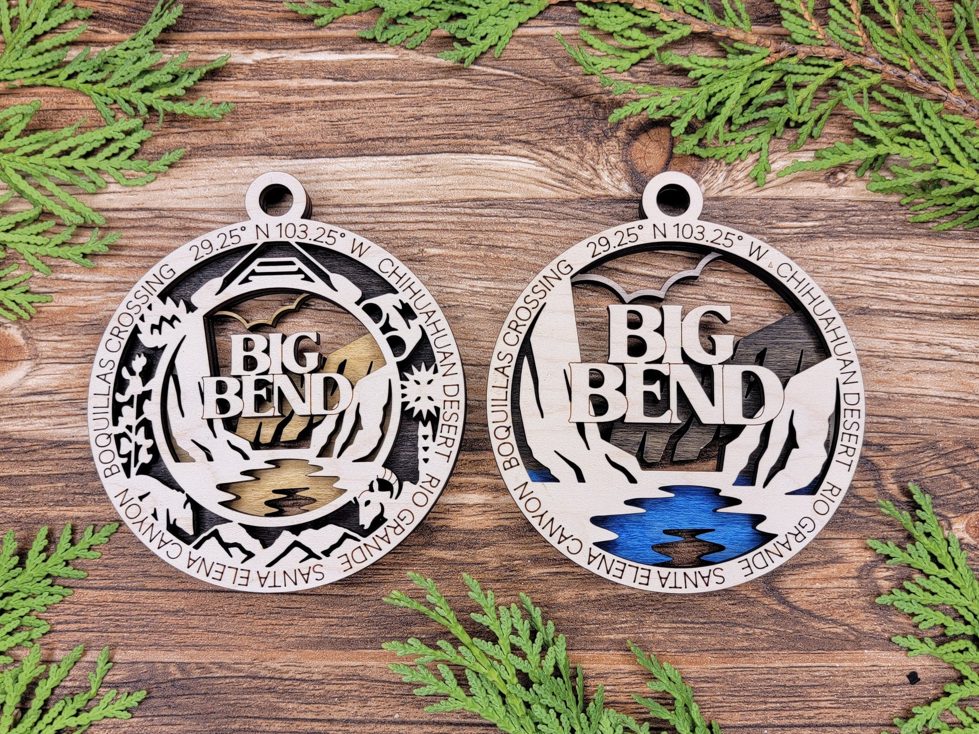 Big Bend Park Ornament - Includes 2 Ornaments - Laser Design SVG, PDF, AI File Download - Tested On Glowforge and LightBurn