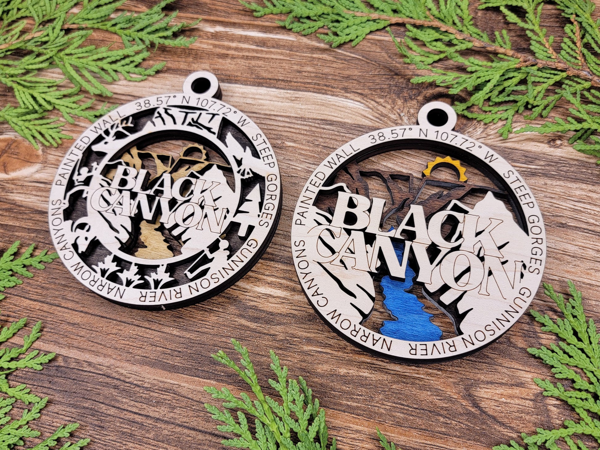 Black Canyon Park Ornament - Includes 2 Ornaments - Laser Design SVG, PDF, AI File Download - Tested On Glowforge and LightBurn