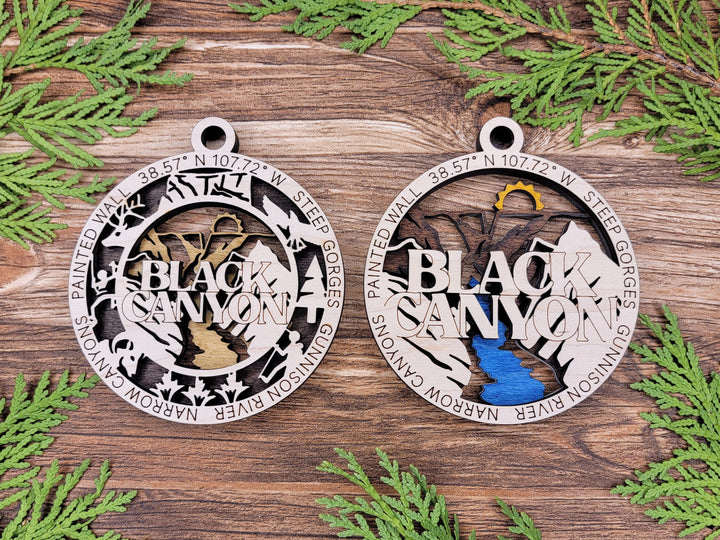 Black Canyon Park Ornament - Includes 2 Ornaments - Laser Design SVG, PDF, AI File Download - Tested On Glowforge and LightBurn