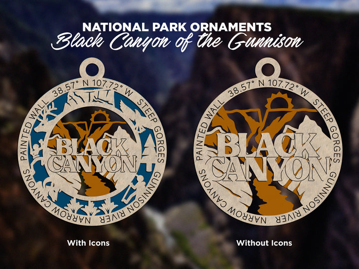 Black Canyon Park Ornament - Includes 2 Ornaments - Laser Design SVG, PDF, AI File Download - Tested On Glowforge and LightBurn