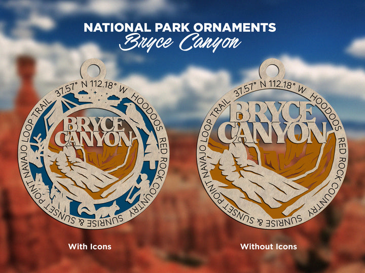 Bryce Canyon Park Ornament - Includes 2 Ornaments - Laser Design SVG, PDF, AI File Download - Tested On Glowforge and LightBurn