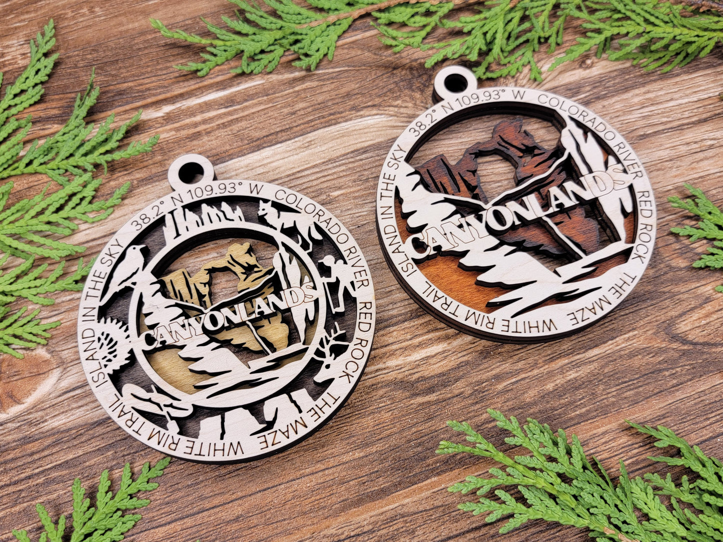 Canyonlands Park Ornament - Includes 2 Ornaments - Laser Design SVG, PDF, AI File Download - Tested On Glowforge and LightBurn
