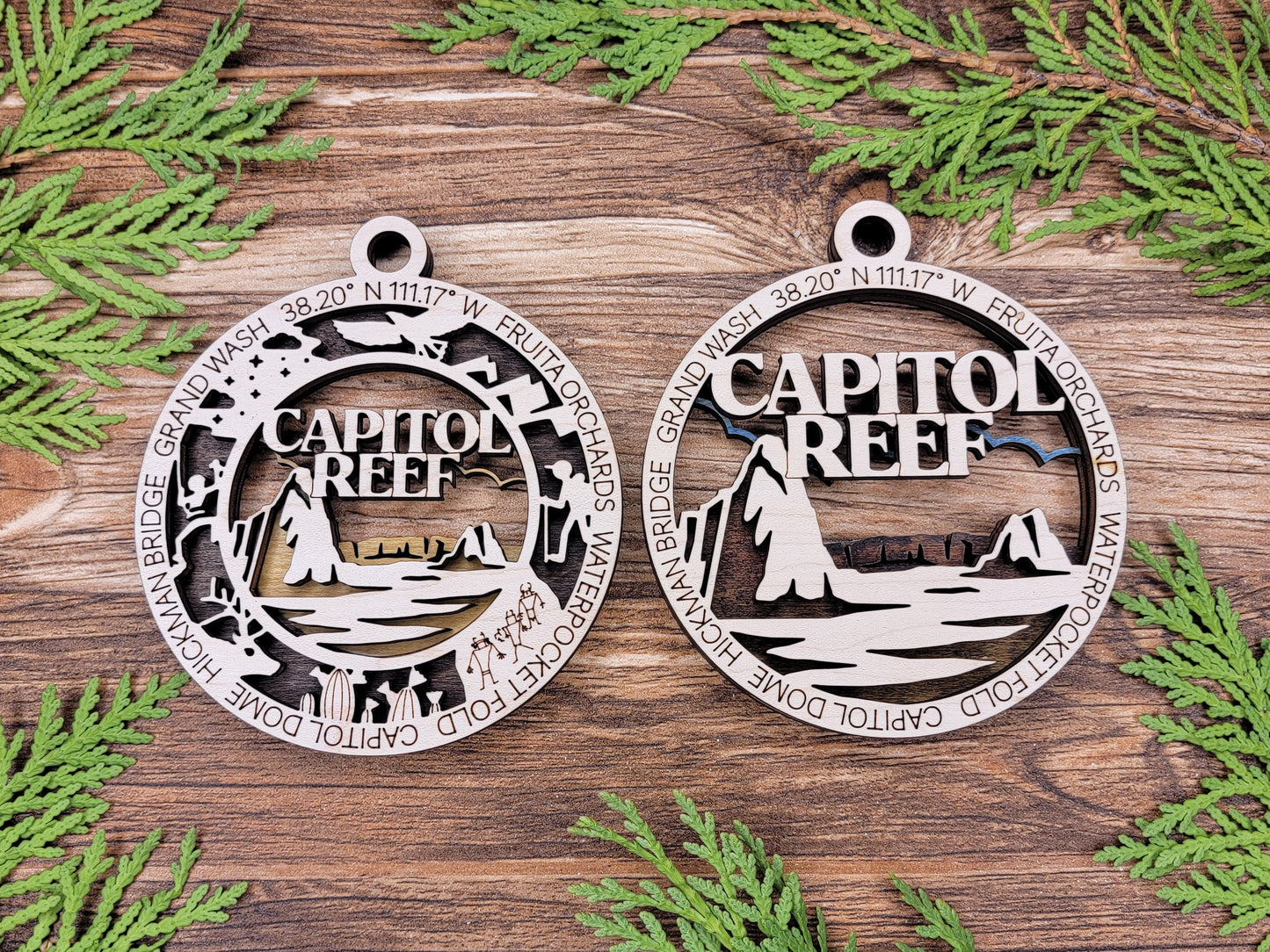 Capitol Reef Park Ornament - Includes 2 Ornaments - Laser Design SVG, PDF, AI File Download - Tested On Glowforge and LightBurn