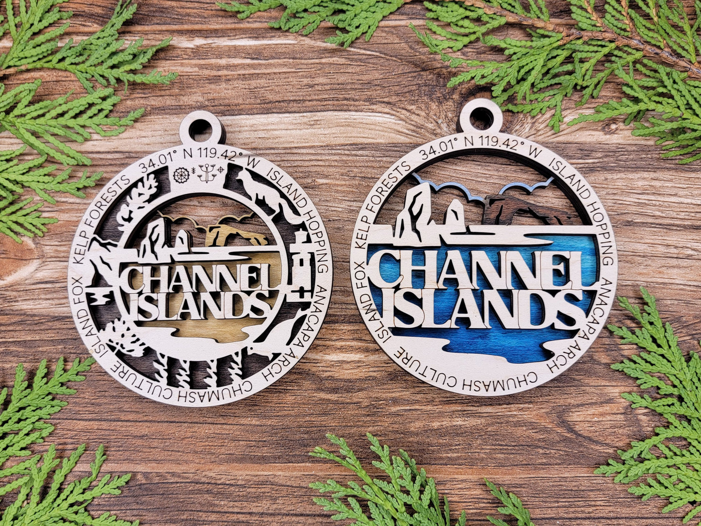 Channel Islands Park Ornament - Includes 2 Ornaments - Laser Design SVG, PDF, AI File Download - Tested On Glowforge and LightBurn