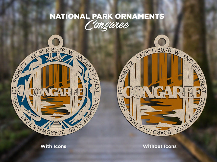Congaree Park Ornament - Includes 2 Ornaments - Laser Design SVG, PDF, AI File Download - Tested On Glowforge and LightBurn