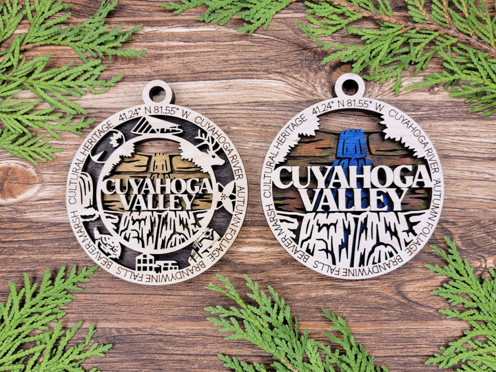 Cuyahoga Valley Park Ornament - Includes 2 Ornaments - Laser Design SVG, PDF, AI File Download - Tested On Glowforge and LightBurn