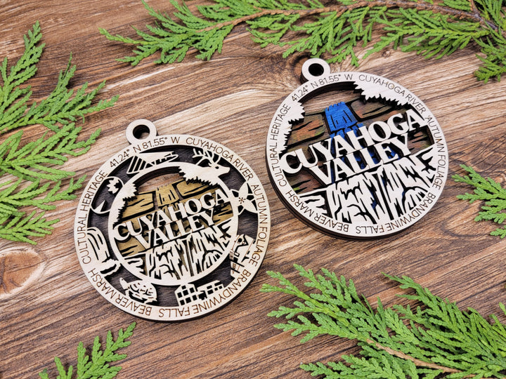 Cuyahoga Valley Park Ornament - Includes 2 Ornaments - Laser Design SVG, PDF, AI File Download - Tested On Glowforge and LightBurn
