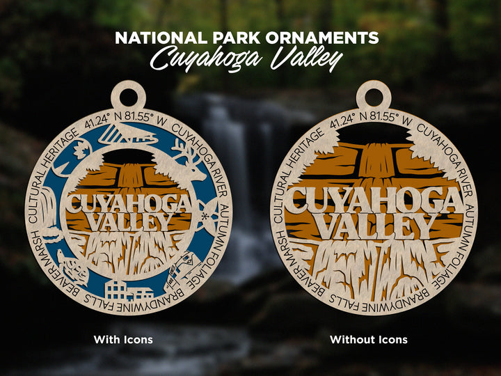 Cuyahoga Valley Park Ornament - Includes 2 Ornaments - Laser Design SVG, PDF, AI File Download - Tested On Glowforge and LightBurn
