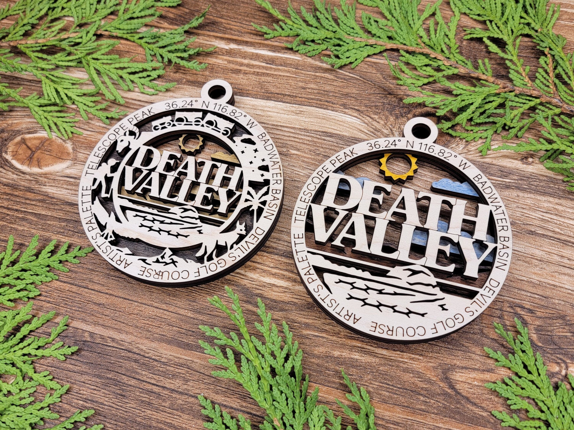Death Valley Park Ornament - Includes 2 Ornaments - Laser Design SVG, PDF, AI File Download - Tested On Glowforge and LightBurn