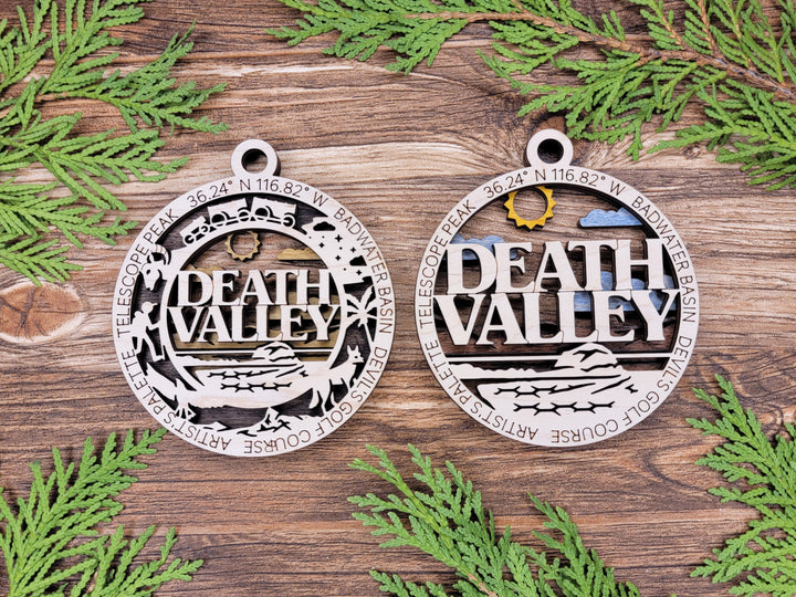 Death Valley Park Ornament - Includes 2 Ornaments - Laser Design SVG, PDF, AI File Download - Tested On Glowforge and LightBurn