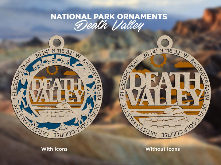 Death Valley Park Ornament - Includes 2 Ornaments - Laser Design SVG, PDF, AI File Download - Tested On Glowforge and LightBurn
