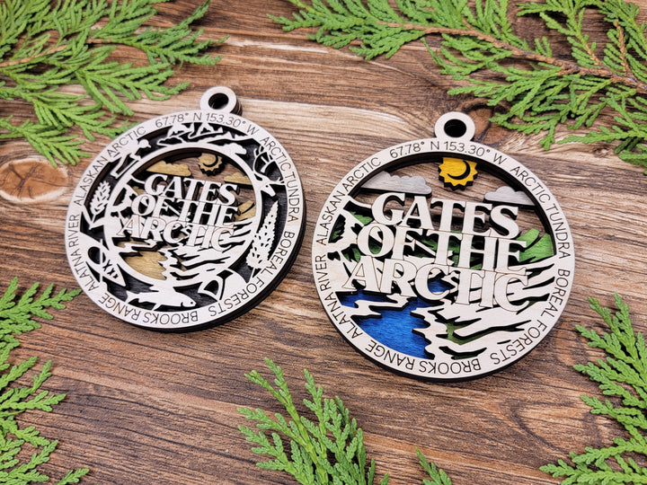 Gates of the Arctic Park Ornament - Includes 2 Ornaments - Laser Design SVG, PDF, AI File Download - Tested On Glowforge and LightBurn