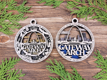 Gateway Arch Park Ornament - Includes 2 Ornaments - Laser Design SVG, PDF, AI File Download - Tested On Glowforge and LightBurn