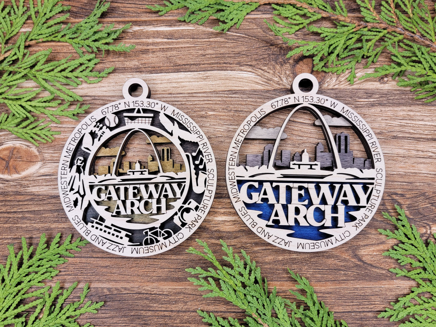 Gateway Arch Park Ornament - Includes 2 Ornaments - Laser Design SVG, PDF, AI File Download - Tested On Glowforge and LightBurn