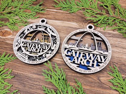 Gateway Arch Park Ornament - Includes 2 Ornaments - Laser Design SVG, PDF, AI File Download - Tested On Glowforge and LightBurn