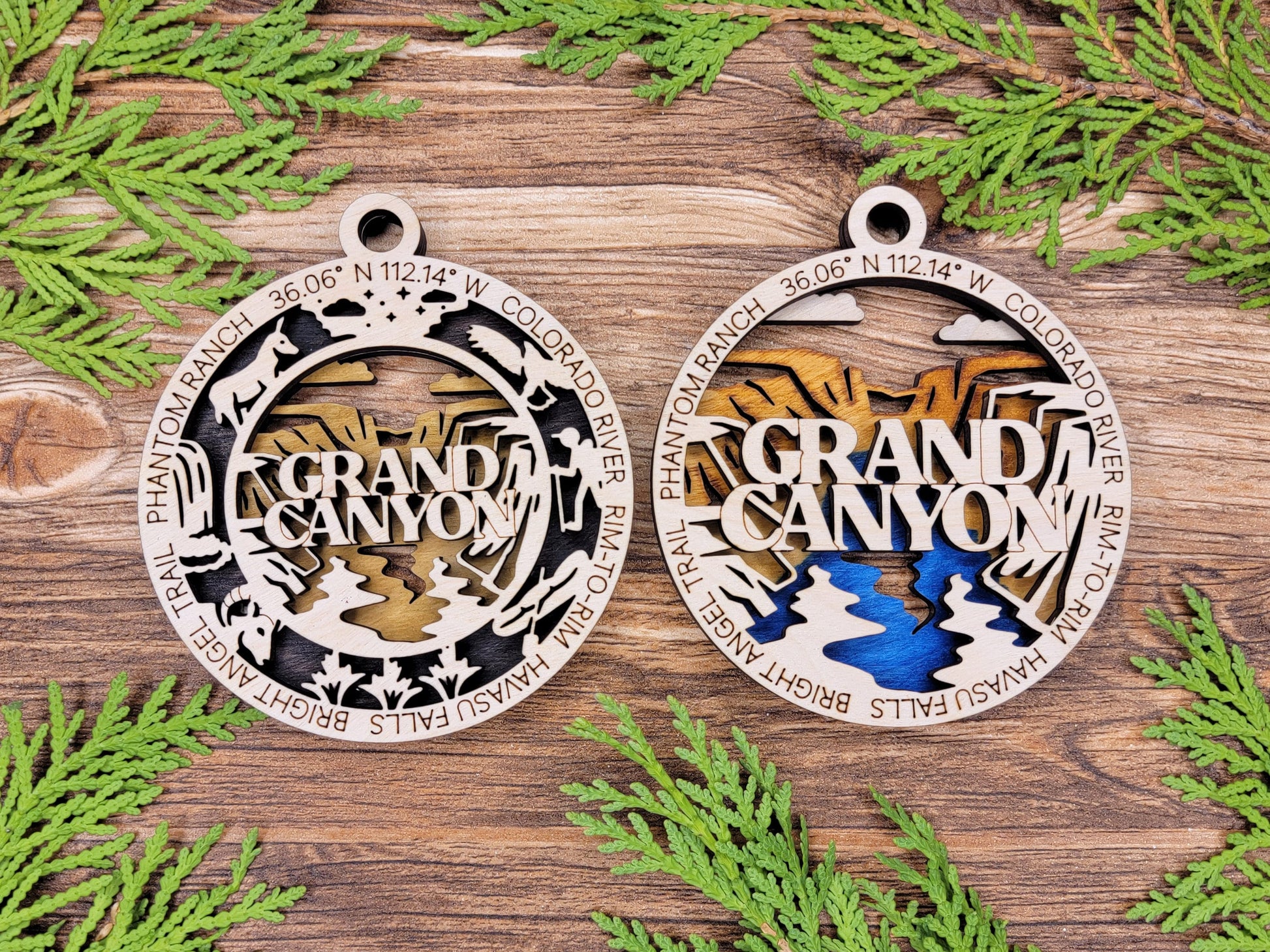 Grand Canyon Park Ornament - Includes 2 Ornaments - Laser Design SVG, PDF, AI File Download - Tested On Glowforge and LightBurn