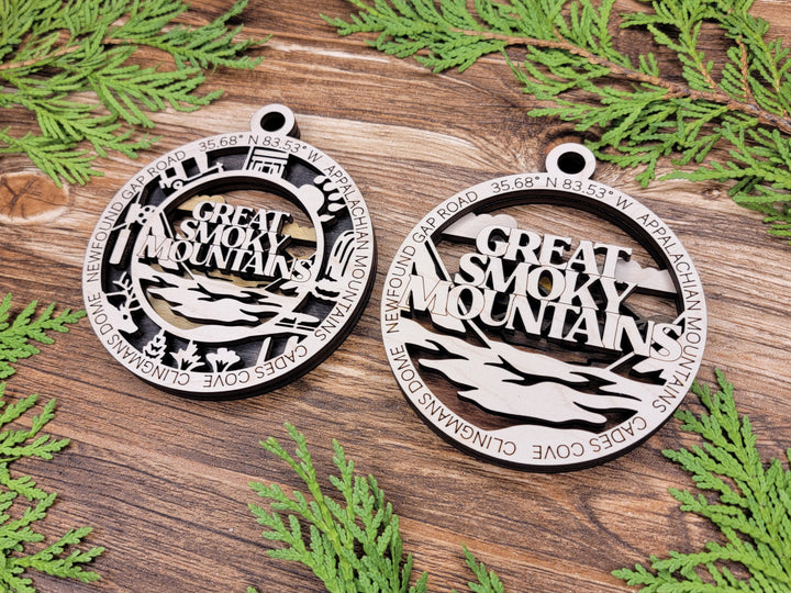 Great Smoky Mountains Park Ornament - Includes 2 Ornaments - Laser Design SVG, PDF, AI File Download - Tested On Glowforge and LightBurn