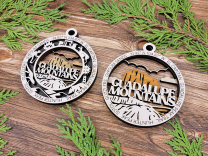 Guadalupe Mountains Park Ornament - Includes 2 Ornaments - Laser Design SVG, PDF, AI File Download - Tested On Glowforge and LightBurn
