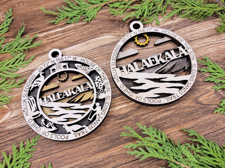 Haleakala Park Ornament - Includes 2 Ornaments - Laser Design SVG, PDF, AI File Download - Tested On Glowforge and LightBurn
