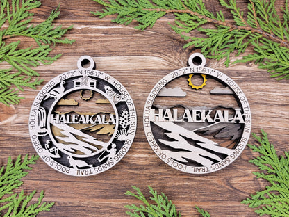 Haleakala Park Ornament - Includes 2 Ornaments - Laser Design SVG, PDF, AI File Download - Tested On Glowforge and LightBurn