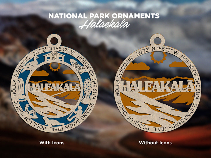 Haleakala Park Ornament - Includes 2 Ornaments - Laser Design SVG, PDF, AI File Download - Tested On Glowforge and LightBurn